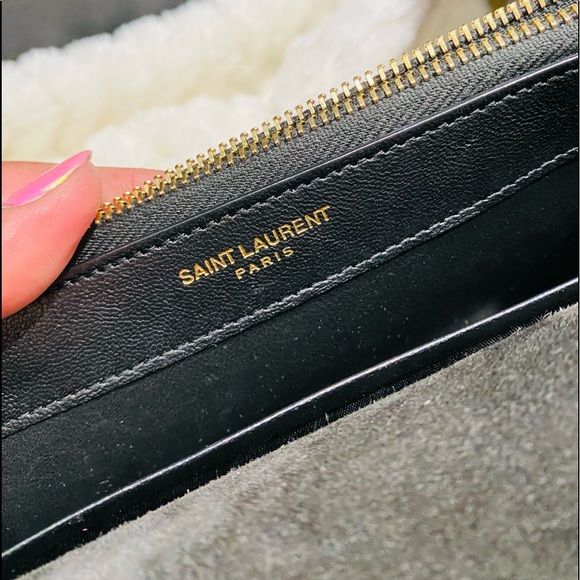 YSL wallet on Chain Wrinkled Metallic Leather Crosbody - Picture 11 of 13